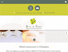 Tablet Screenshot of hotel-de-france-chalabre.com